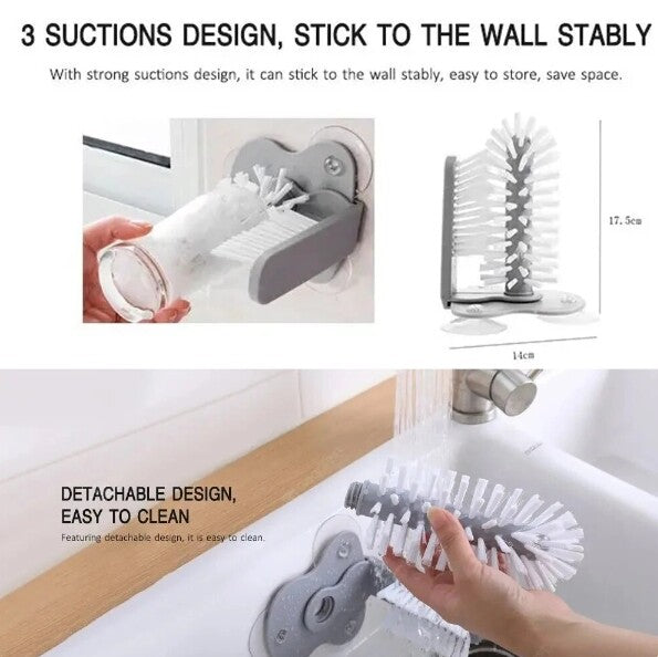 Suction Cupped Glass Cleaning Brush